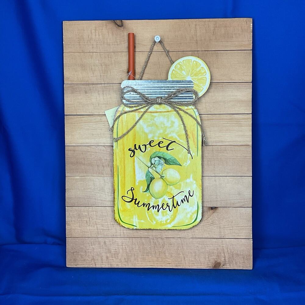 Charming "Sweet Summertime" Lemonade Jar Wall Decor - Perfect for Home, Kitchen